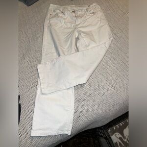High Rise Straight White Corduroy Pants